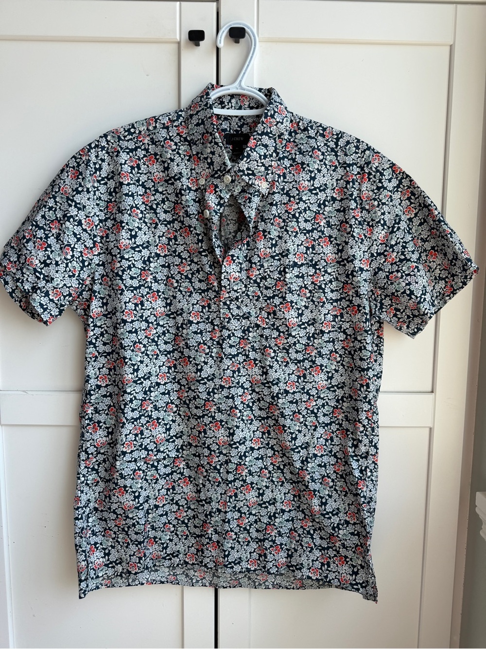100% Cotton J.Crew Men’s Floral Short Sleeve Quarter Button-Up Shirt Size Medium